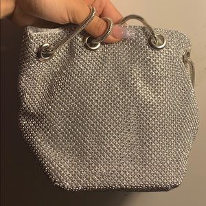 Silver glitter prom clutch/bag